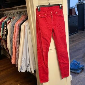7 For All Mankind Red jeans. “the Skinny”. Size 24. Great condition.